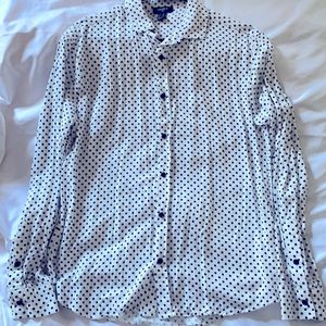 Men button down polka dot long sleeve shirt